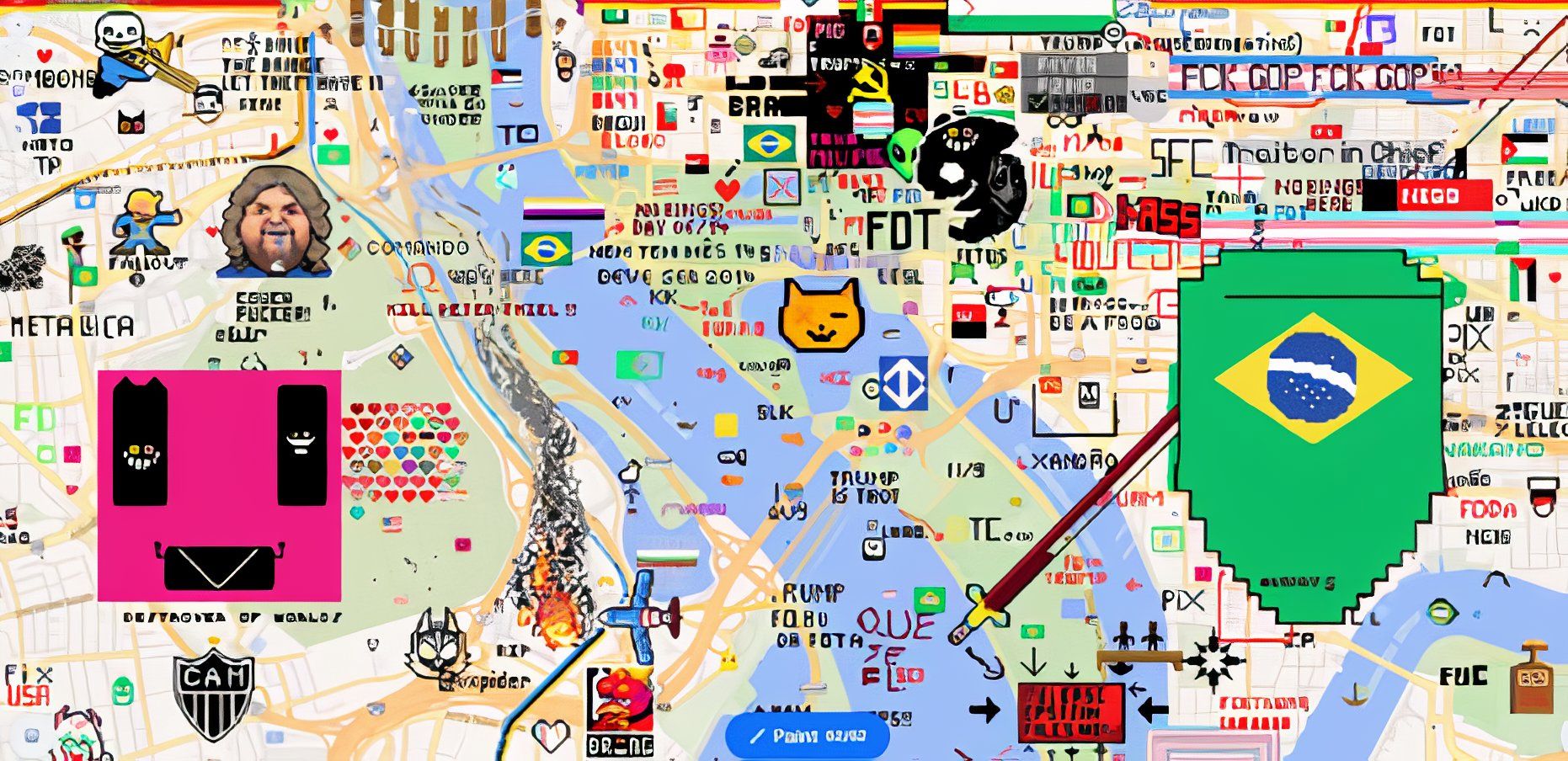 华盛顿特区在画布上的密集涂鸦